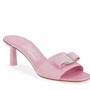 Salvatore Ferragamo Pink Bubble Gum Patent Leather Mule Slide Sandals